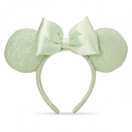 Pastel Collection Mint Green sequin mouse ear Headband with coral sequin bow